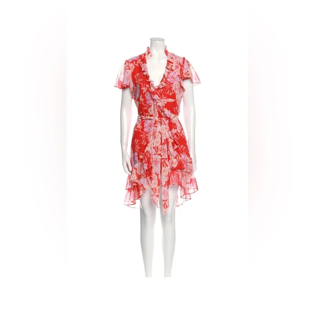 Alexis Red and White Floral Midi Dress - Picture 1 of 3